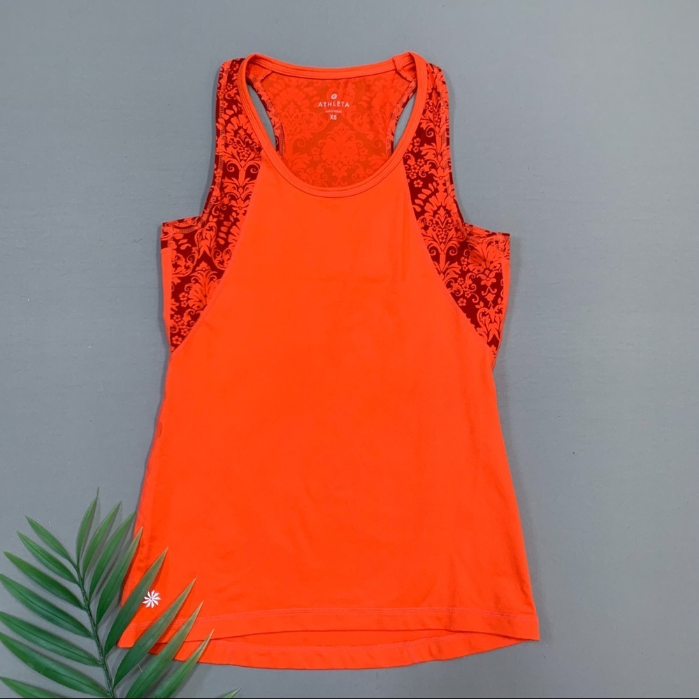 ATHLETA orange floral racerback tankini top, XS.